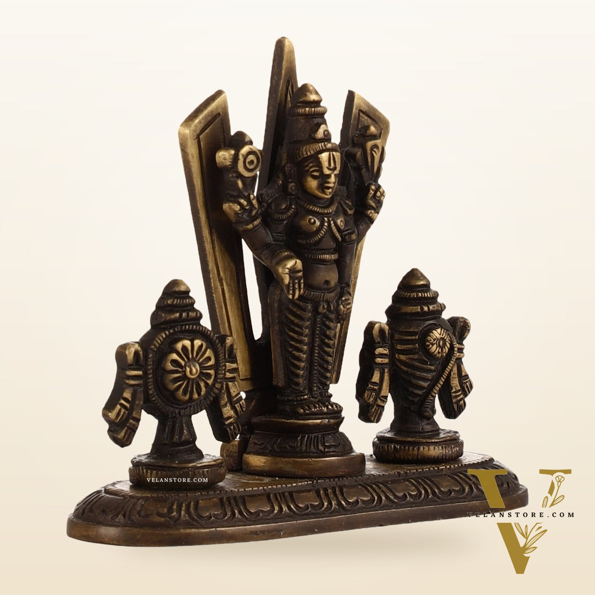 Brass tirupati balaji with Shankh Chakra namah 4"