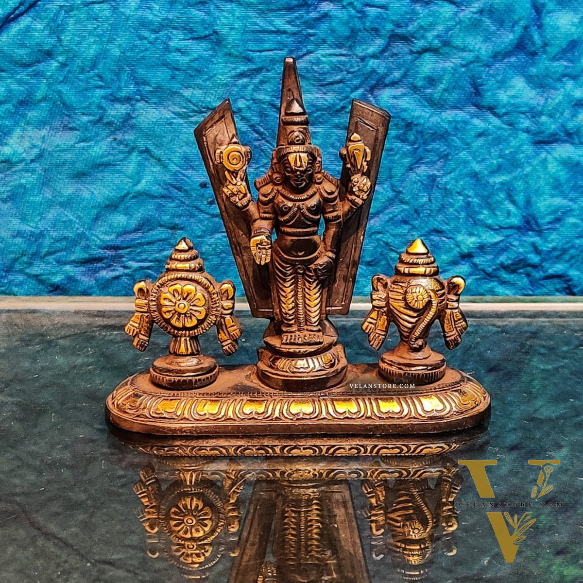 Brass tirupati balaji with Shankh Chakra namah 4"