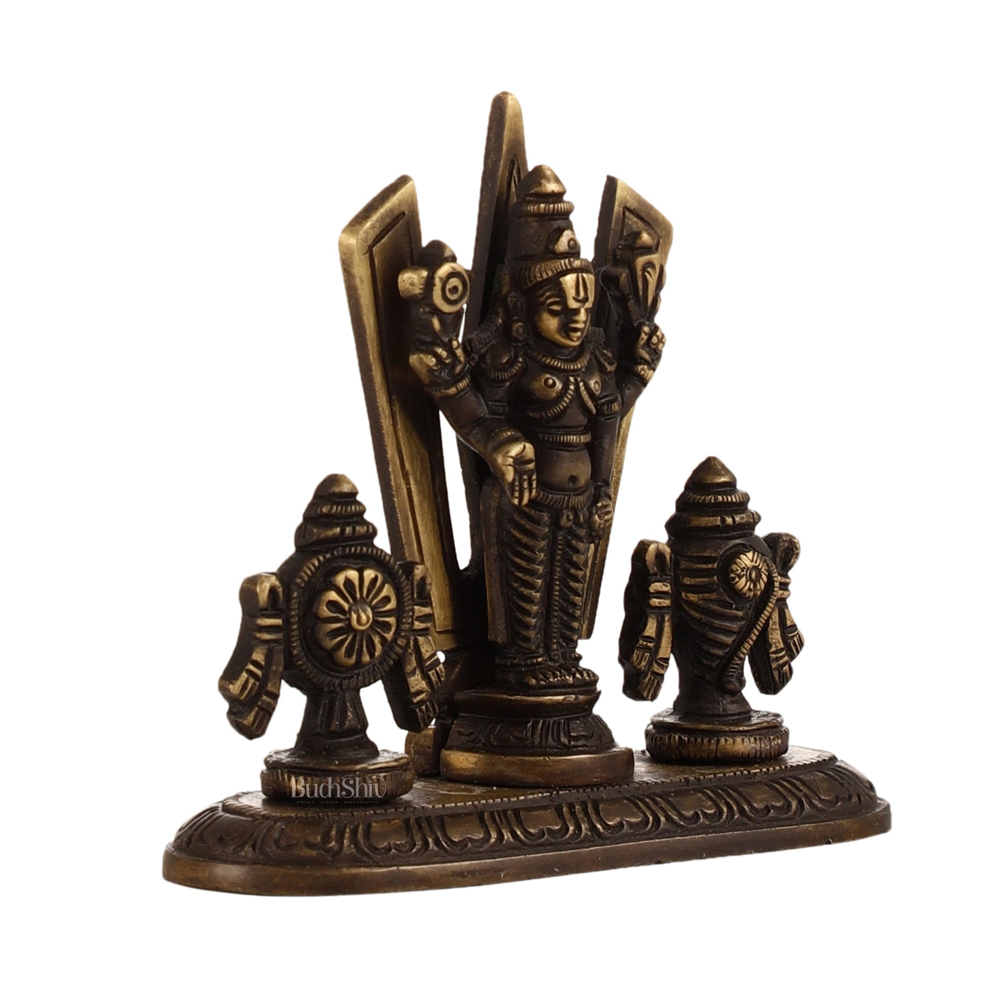 Brass tirupati balaji with Shankh Chakra namah 4"