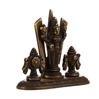 Brass tirupati balaji with Shankh Chakra namah 4"