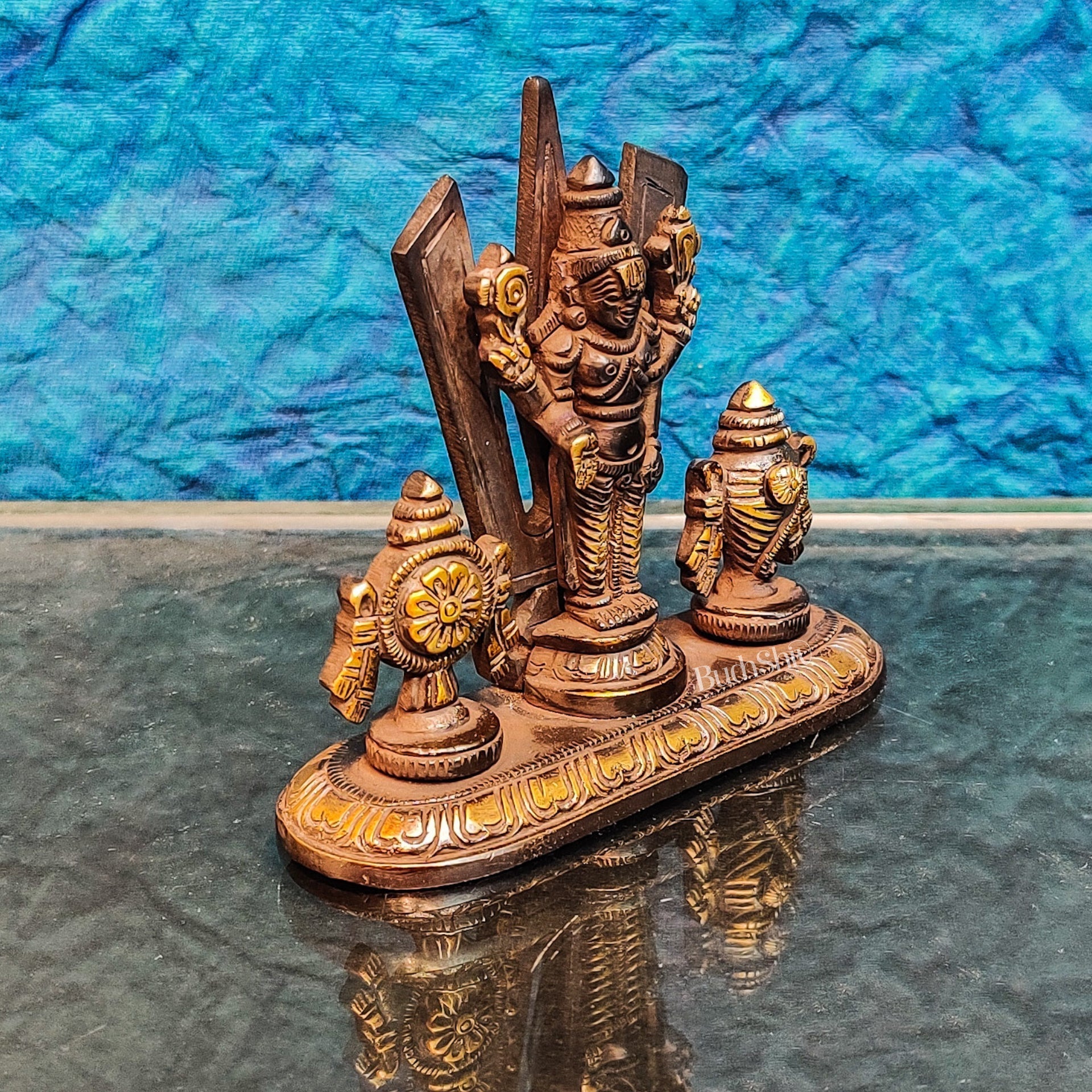 Brass tirupati balaji with Shankh Chakra namah 4"