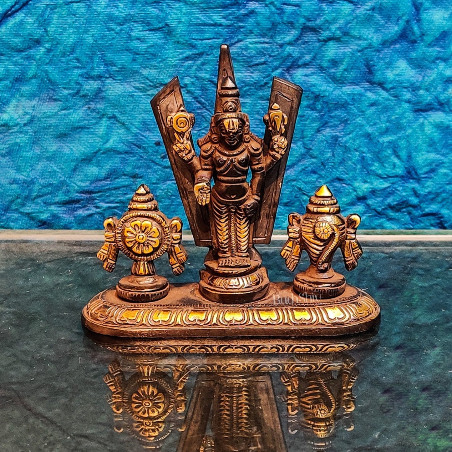 Brass tirupati balaji with Shankh Chakra namah 4"