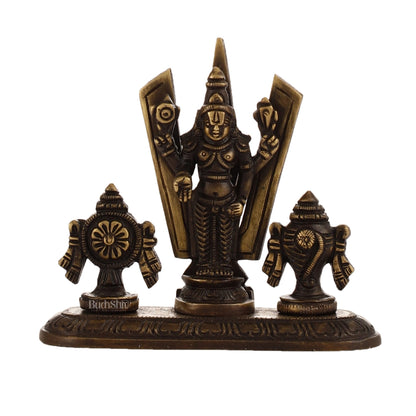 Brass tirupati balaji with Shankh Chakra namah 4"