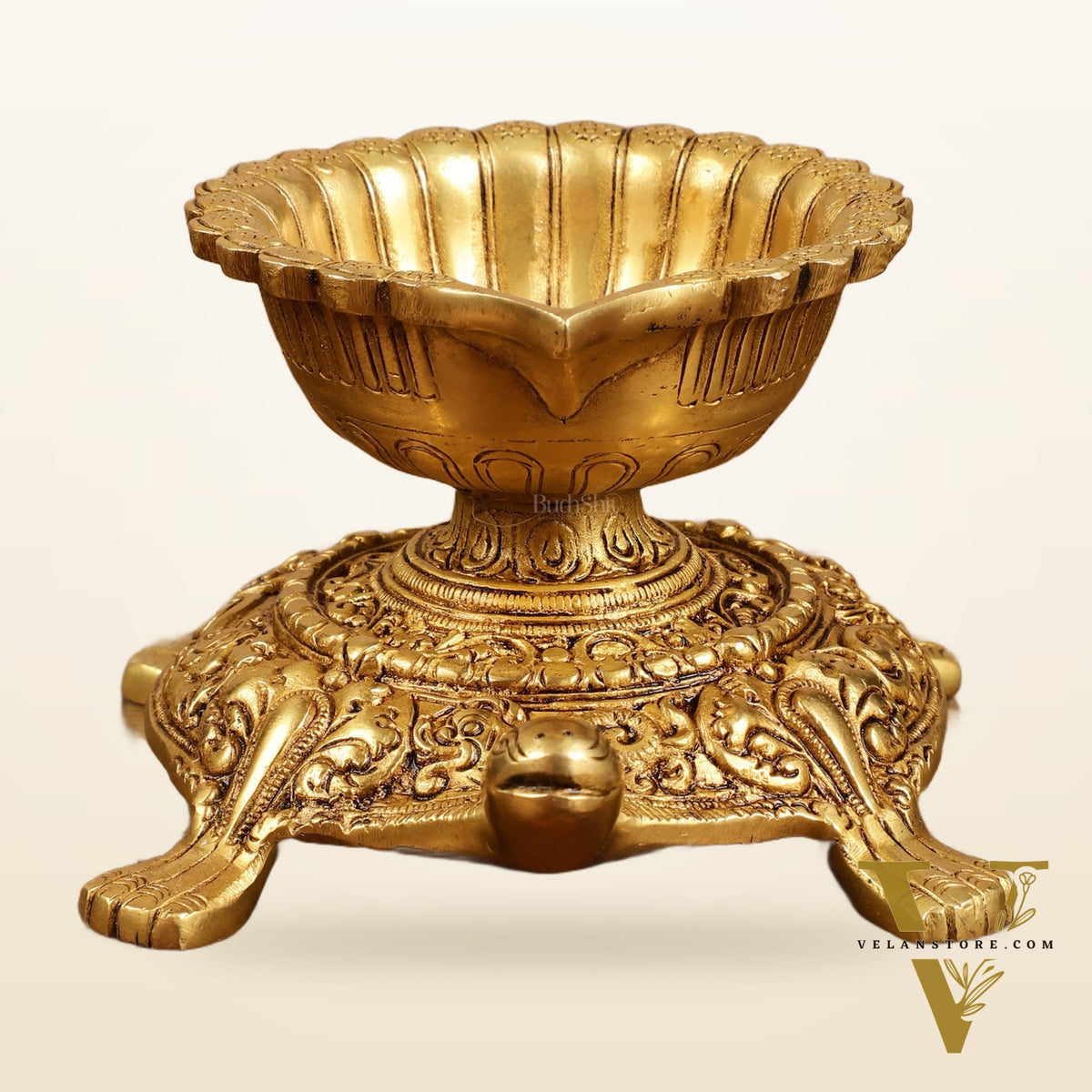 Brass Tortoise Diya Lamp 6 inch