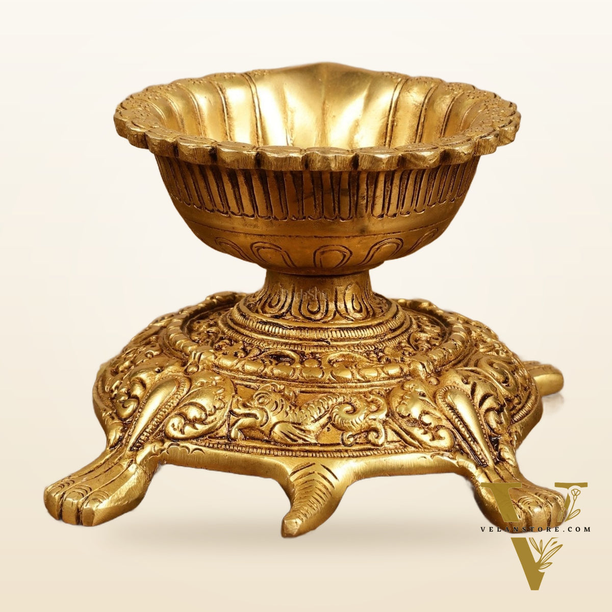 Brass Tortoise Diya Lamp 6 inch