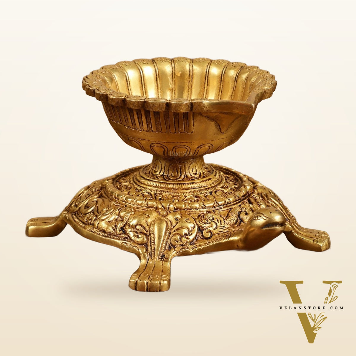 Brass Tortoise Diya Lamp 6 inch