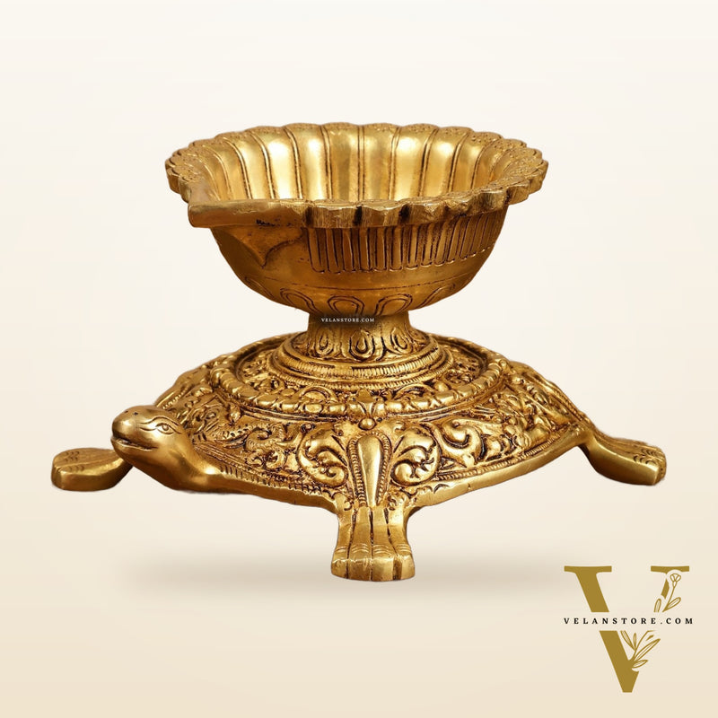 Brass Tortoise Diya Lamp 6 inch
