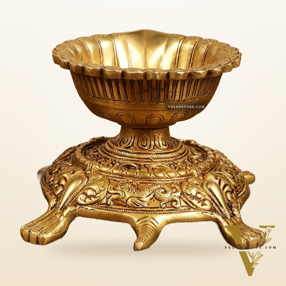 Brass Tortoise Diya Lamp 6 inch