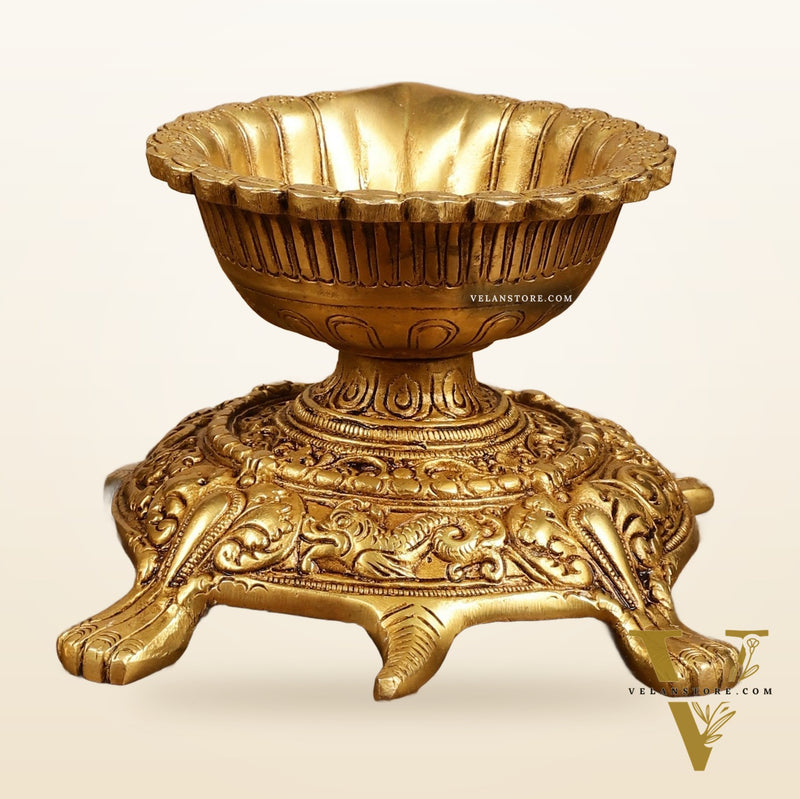 Brass Tortoise Diya Lamp 6 inch
