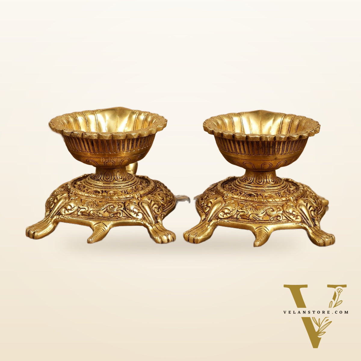 Brass Tortoise Diya Lamp 6 inch