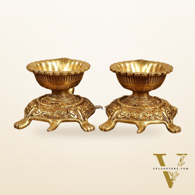 Brass Tortoise Diya Lamp 6 inch