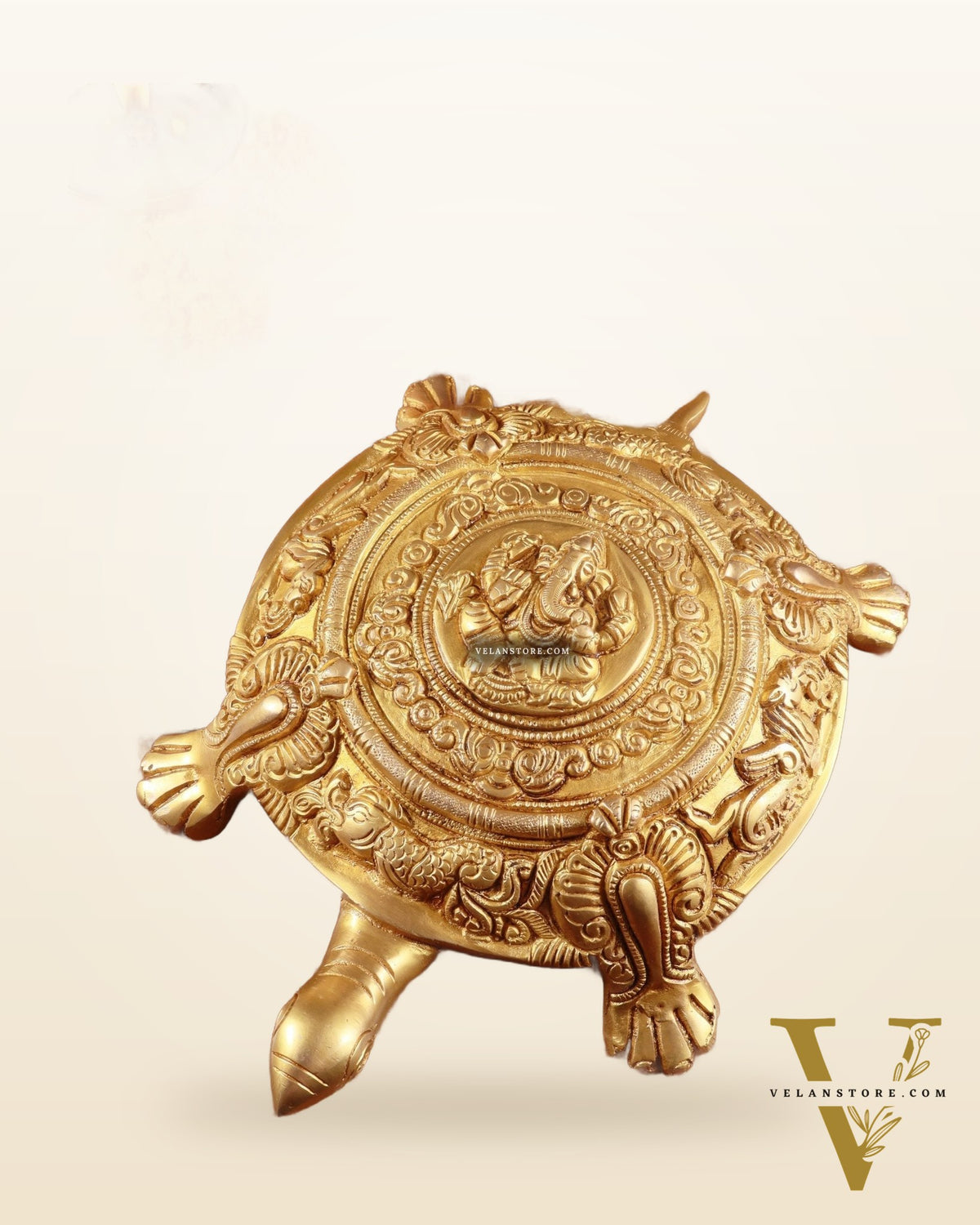 Brass Tortoise with Ganesha engraved vastu approved