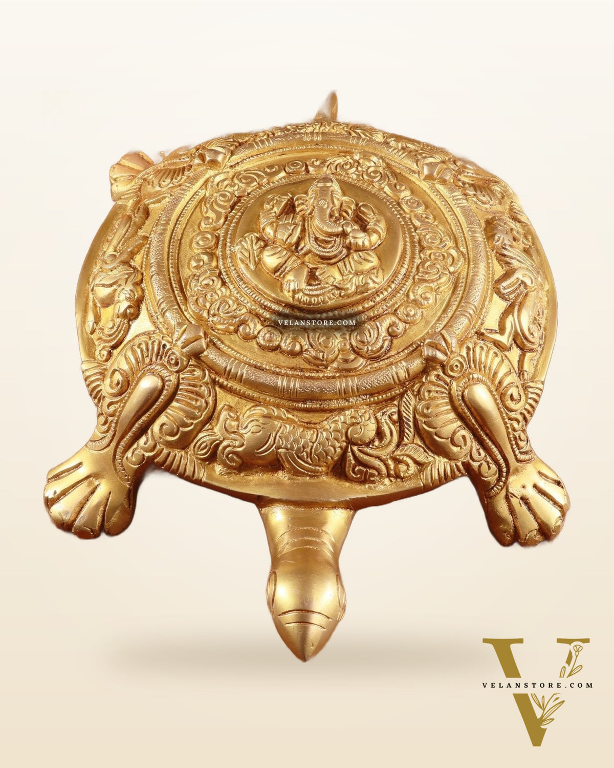 Brass Tortoise with Ganesha engraved vastu approved