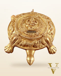 Brass Tortoise with Ganesha engraved vastu approved