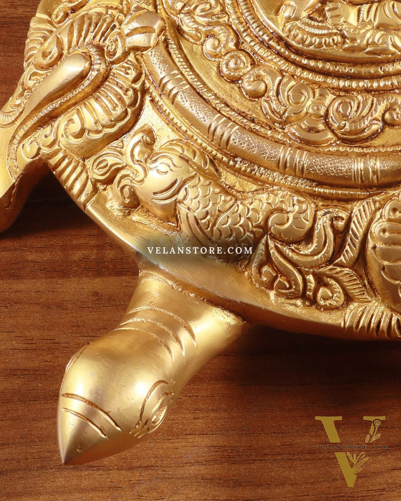Brass Tortoise with Ganesha engraved vastu approved