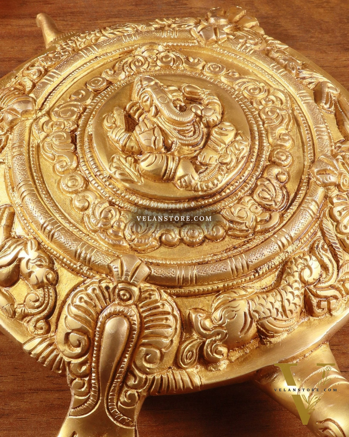 Brass Tortoise with Ganesha engraved vastu approved