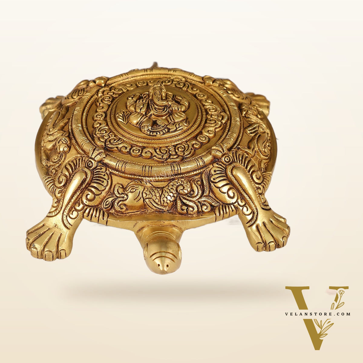 Brass Tortoise with Ganesha engraved