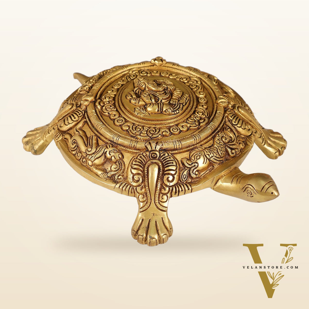 Brass Tortoise with Ganesha engraved