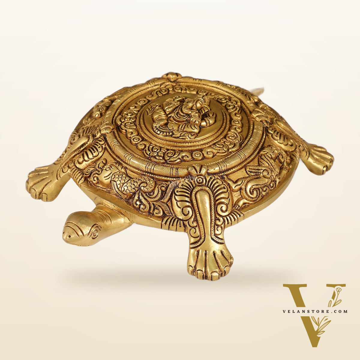 Brass Tortoise with Ganesha engraved