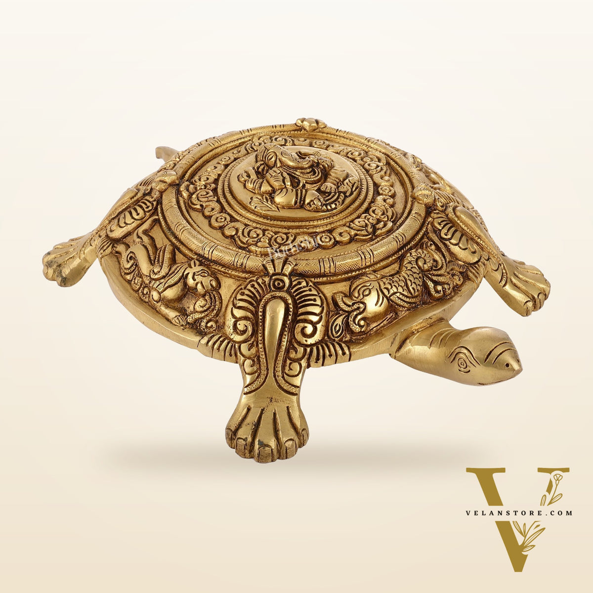 Brass Tortoise with Ganesha engraved