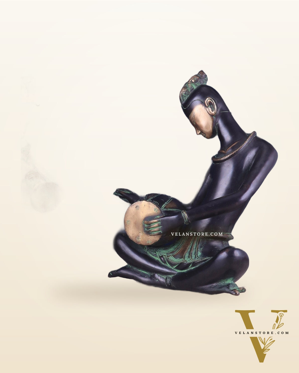 Brass Tribal Musician Pair - Shehnai and Dholak Players - Handcrafted Showpieces