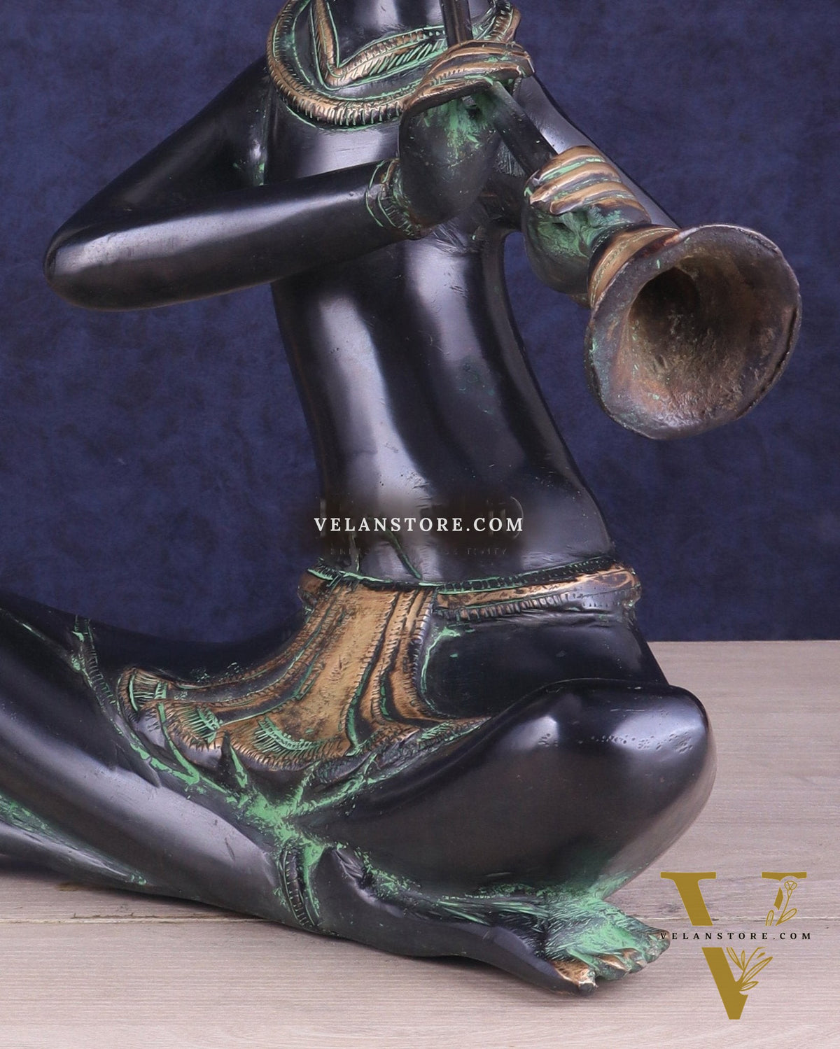 Brass Tribal Musician playing shehnai large Showpiece - Vintage Design, 13 Inches