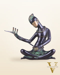 Brass Tribal Musician tanpura player large Showpiece - Vintage Design, 13 Inches