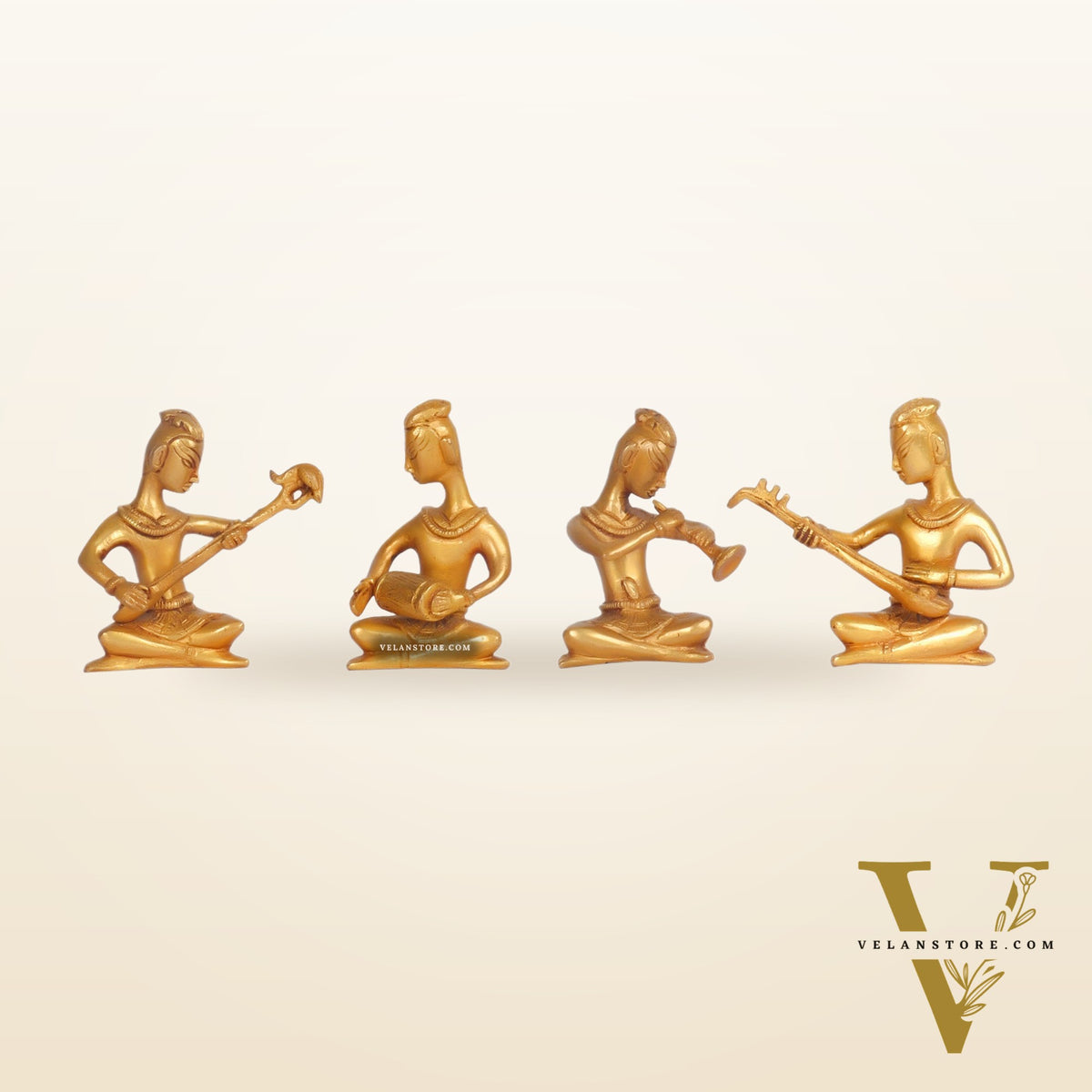 Brass Tribal Musicians set of 4 showpiece