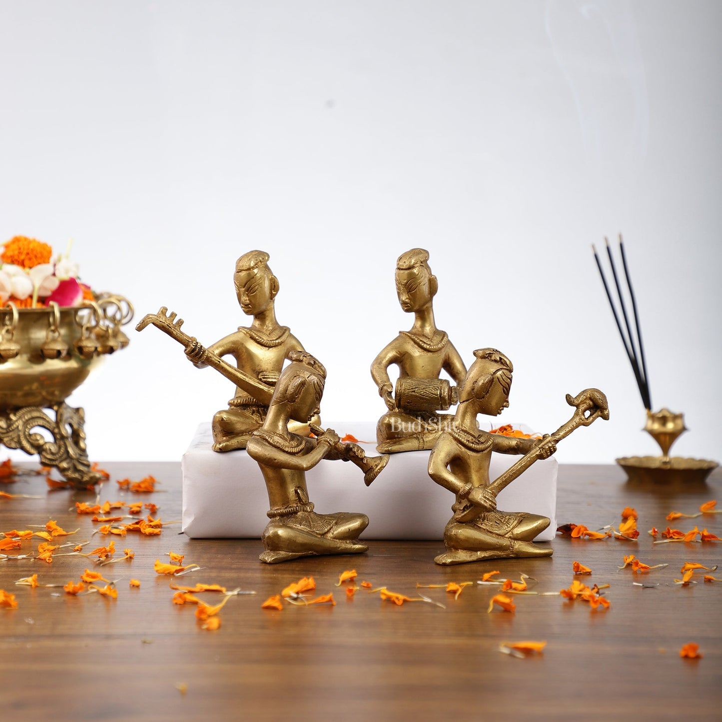 Brass Tribal Musicians set of 4 showpiece