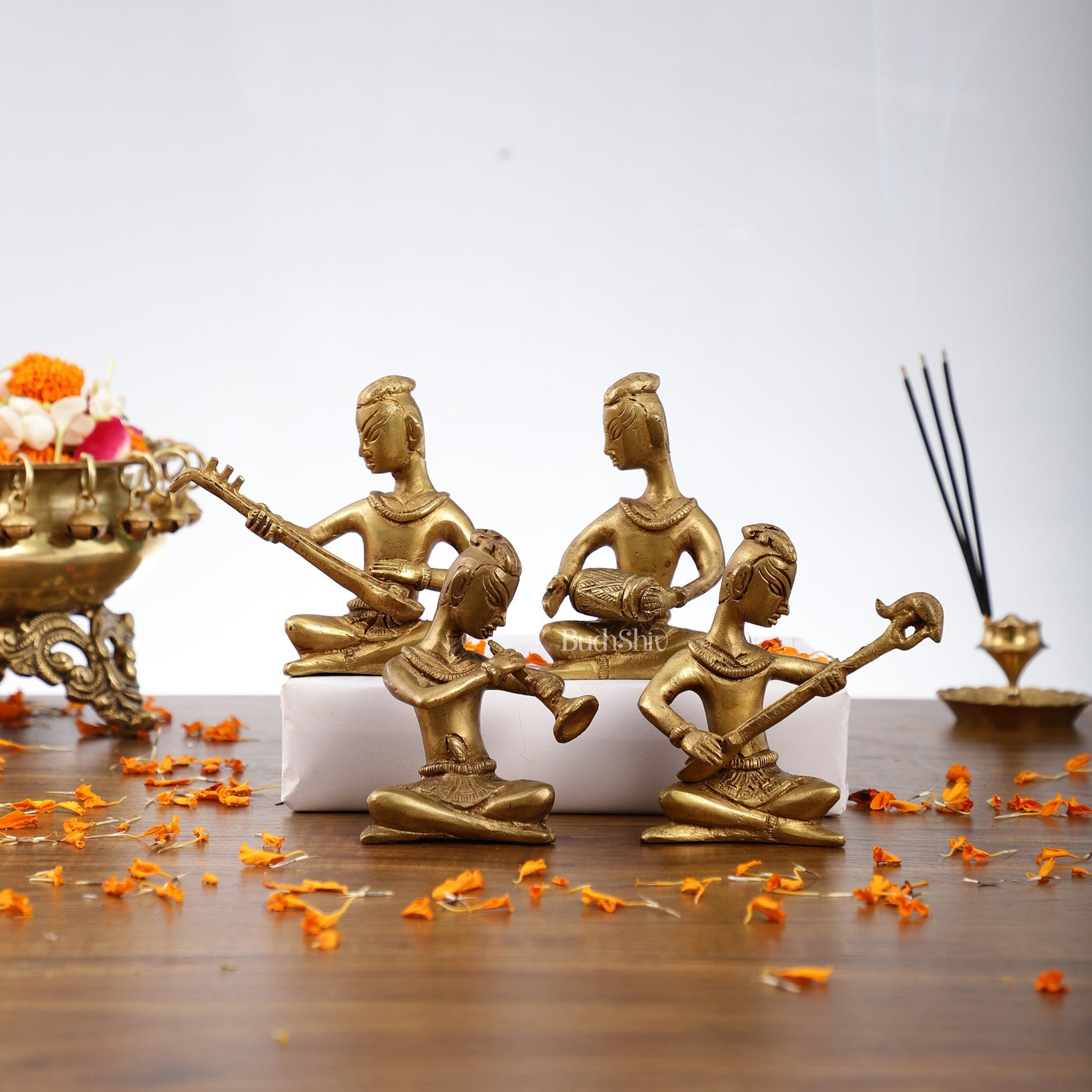 Brass Tribal Musicians set of 4 showpiece