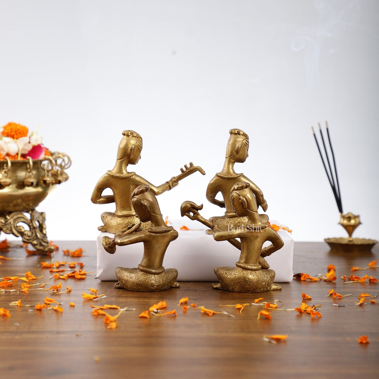 Brass Tribal Musicians set of 4 showpiece