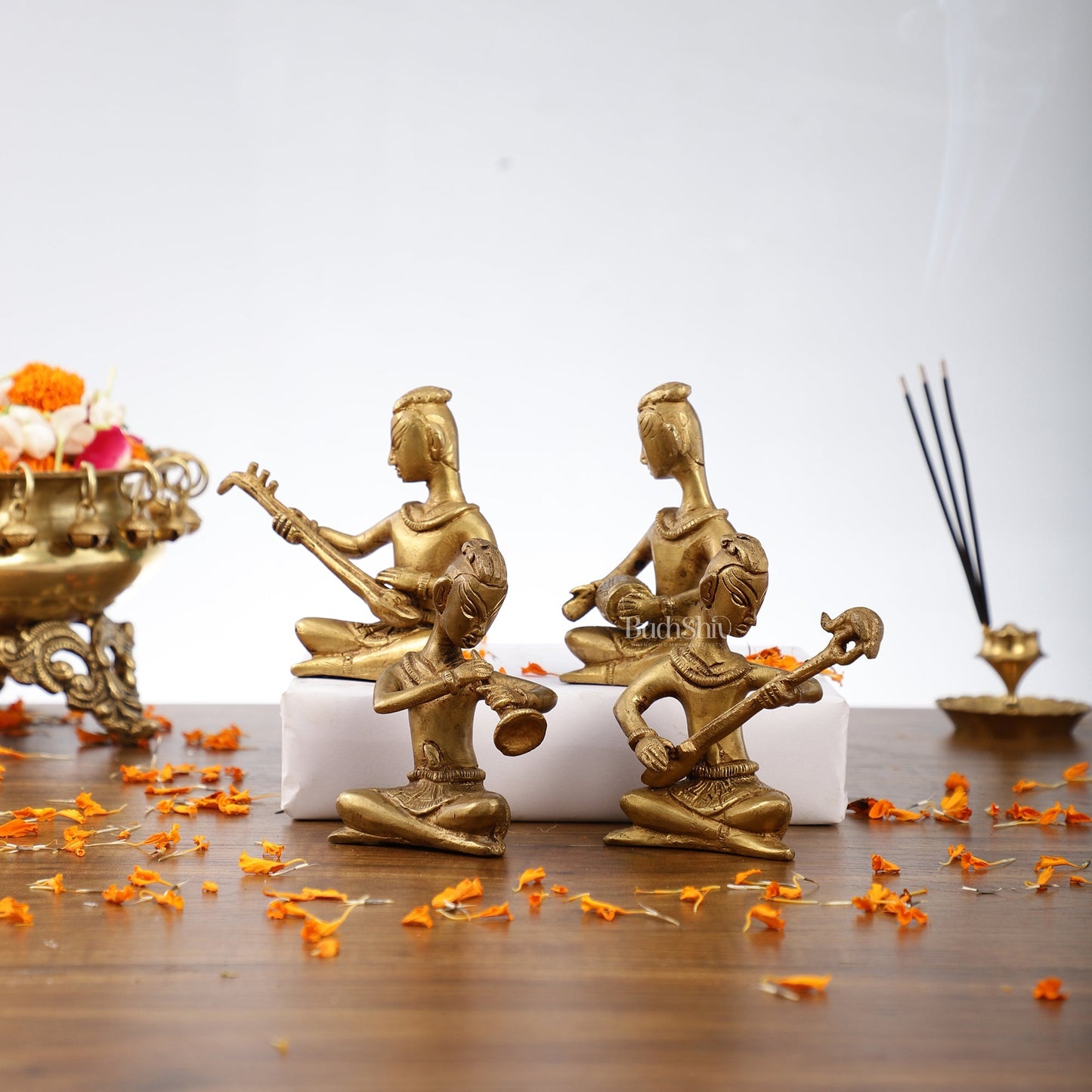 Brass Tribal Musicians set of 4 showpiece