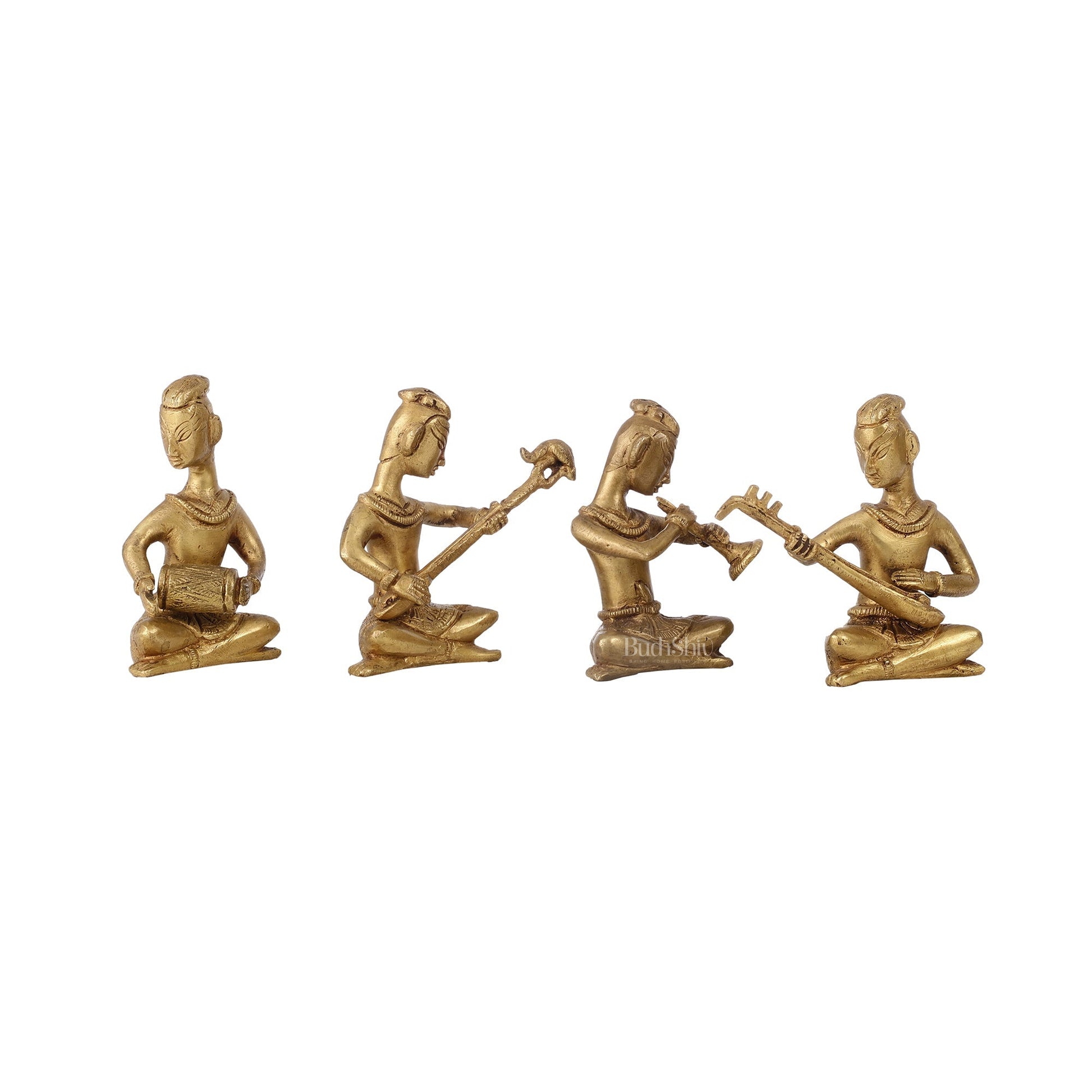 Brass Tribal Musicians set of 4 showpiece