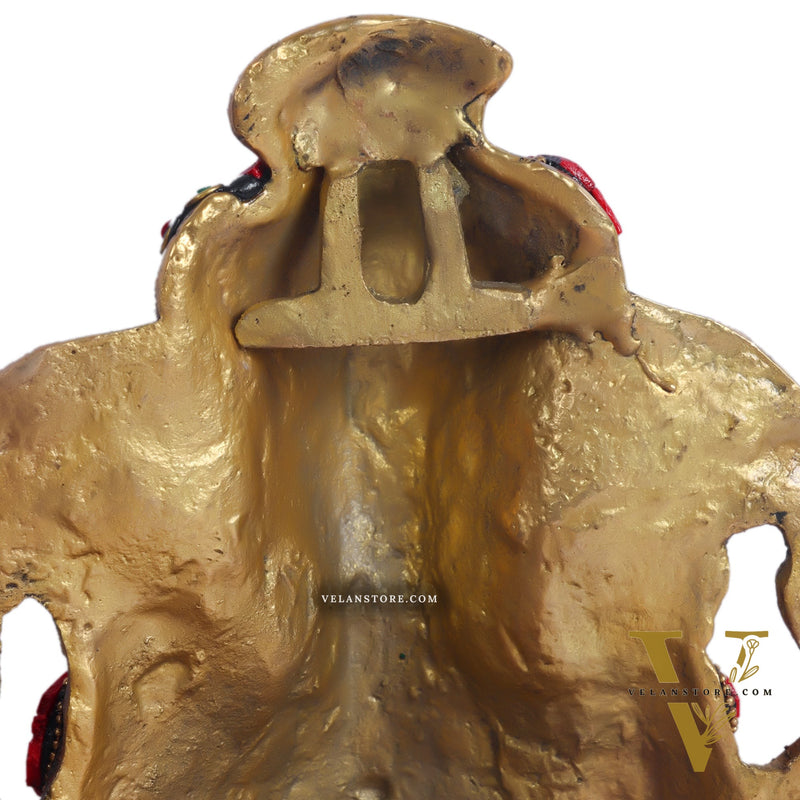 Brass turban Ganesh Wall Hanging Stonework 9"