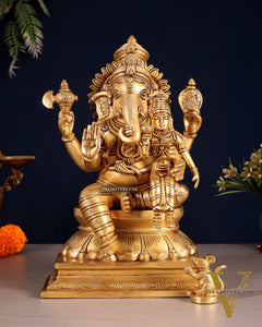 Brass Uchishta Siddhi Ganesha Sculpture 12"