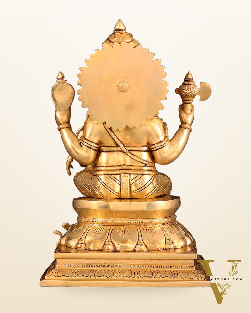 Brass Uchishta Siddhi Ganesha Sculpture 12"