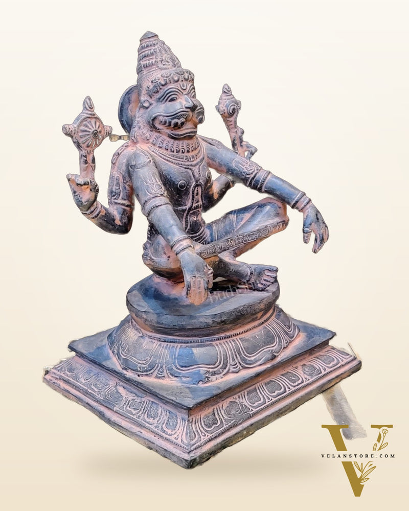 Brass Ugra Yog Narsimha Statue 11"