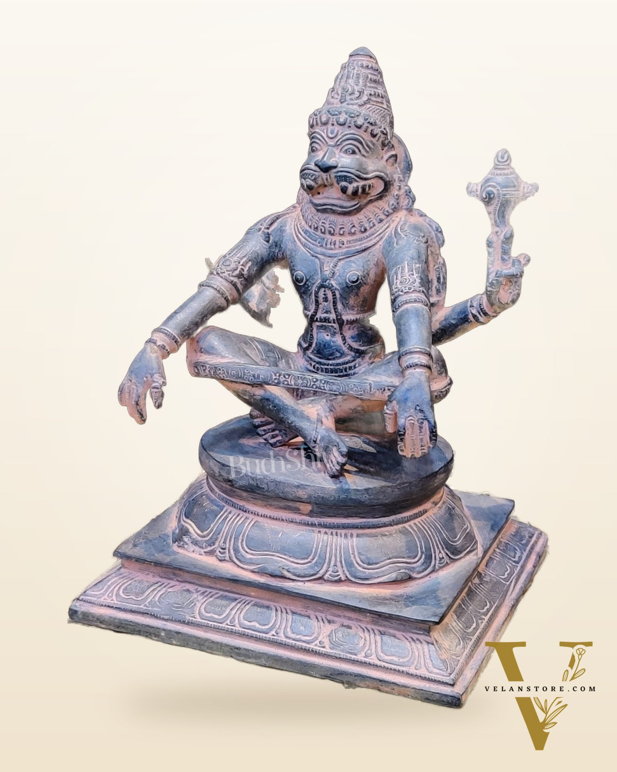 Brass Ugra Yog Narsimha Statue 11"