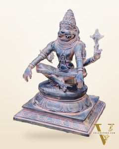 Brass Ugra Yog Narsimha Statue 11"