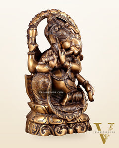 Brass Unique Ganesha Playing Flute statue | 13" Height