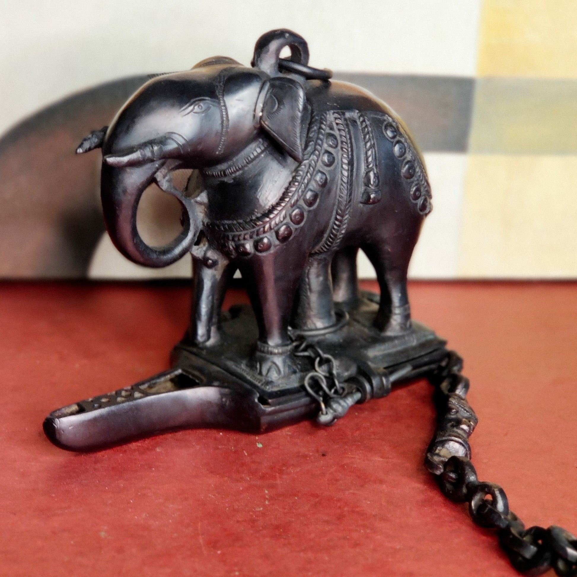 Brass Unique Hanging Elephant Lamp black