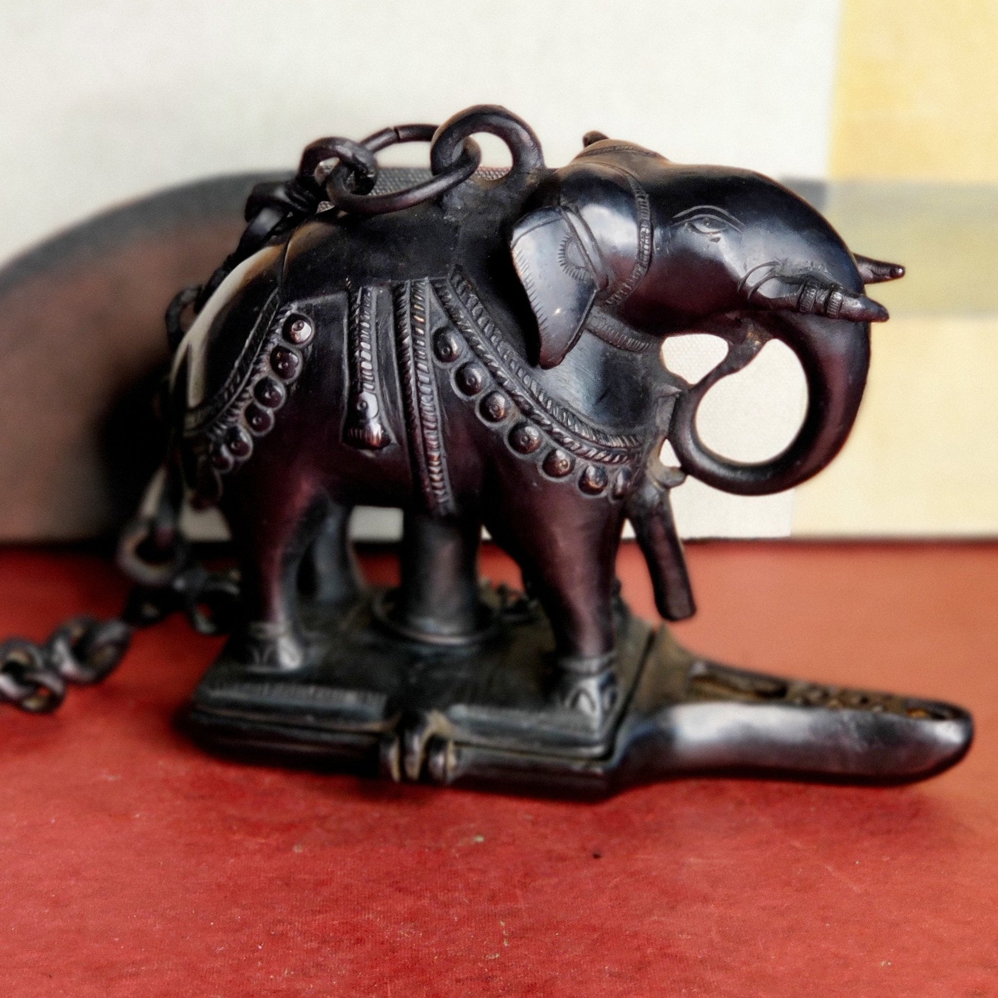Brass Unique Hanging Elephant Lamp black
