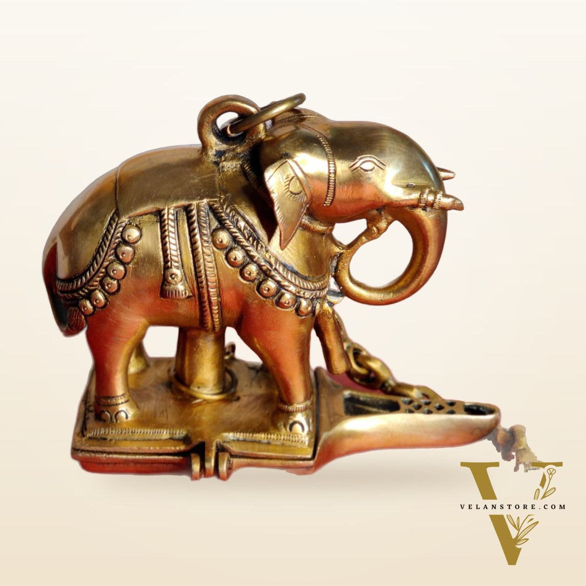 Brass Unique Hanging Elephant Lamp golden