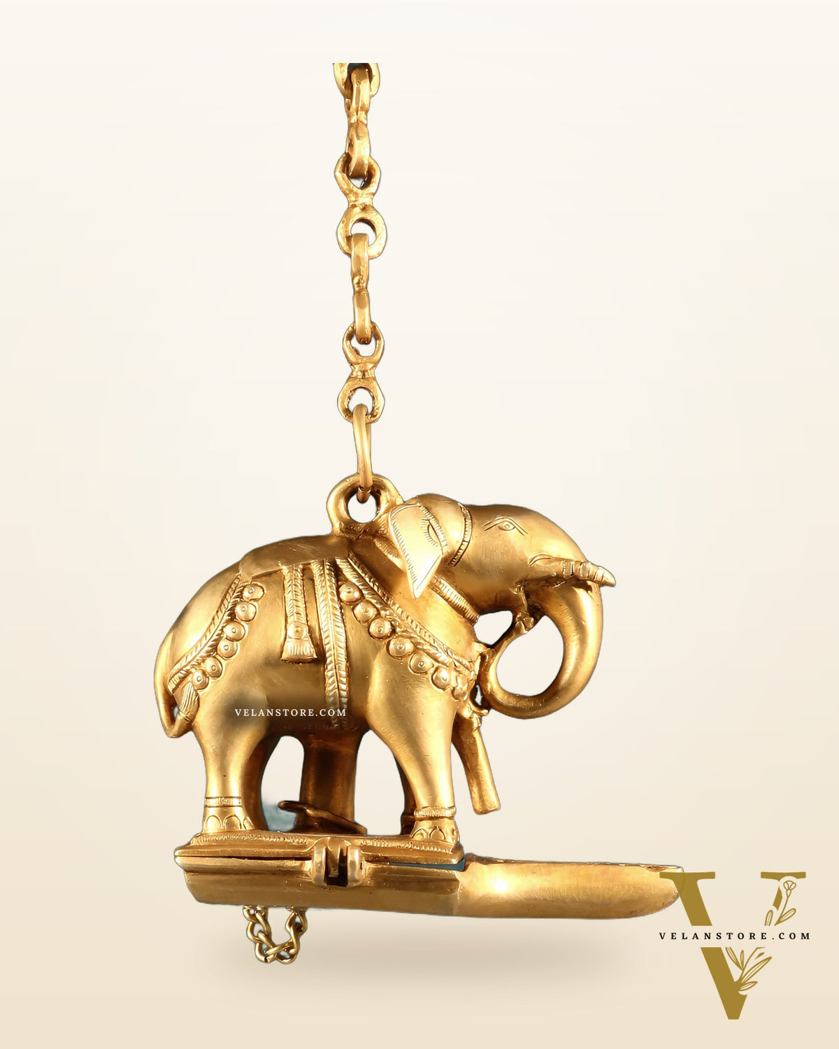 Brass Unique Hanging Elephant Lamp rolled trunk