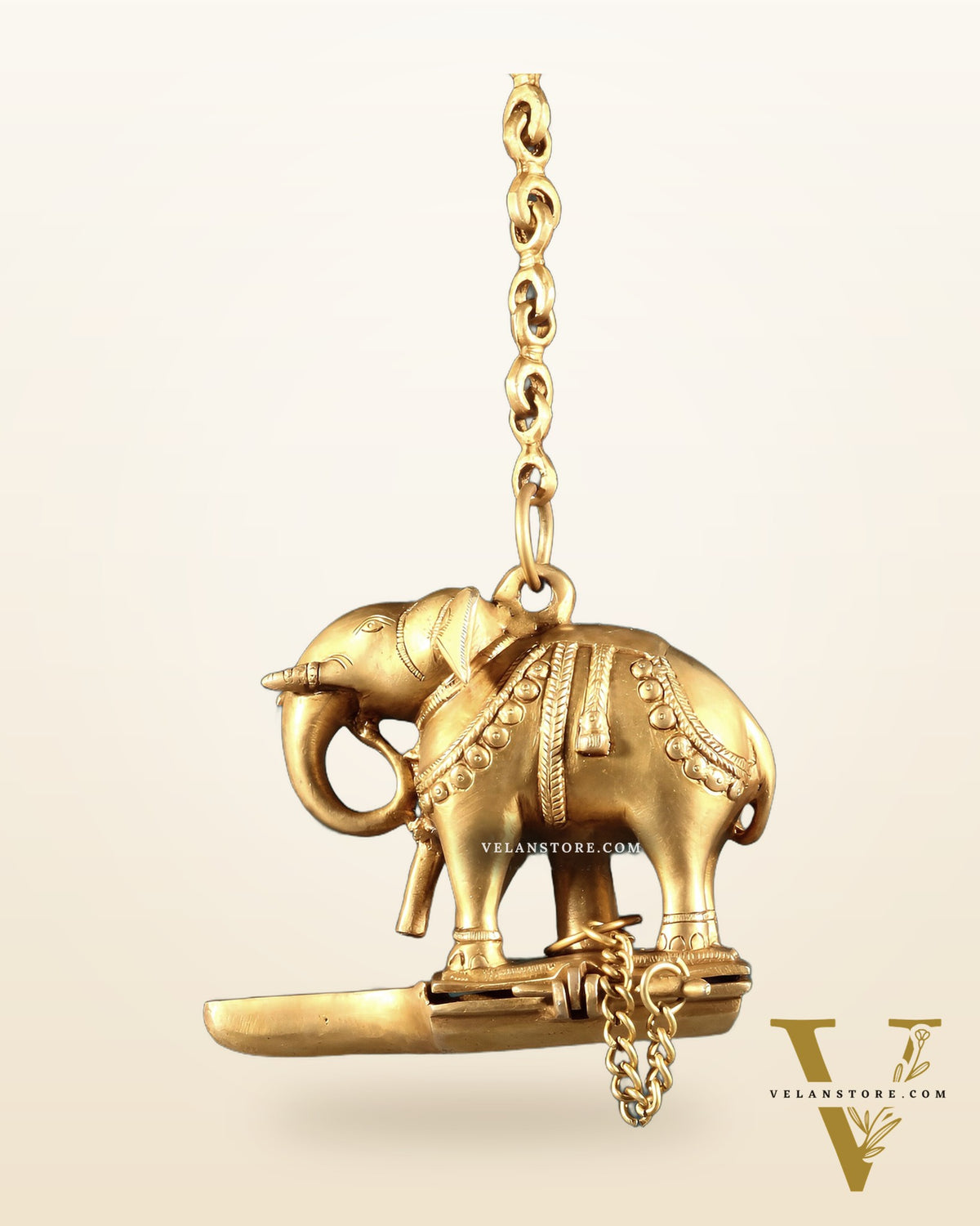 Brass Unique Hanging Elephant Lamp rolled trunk