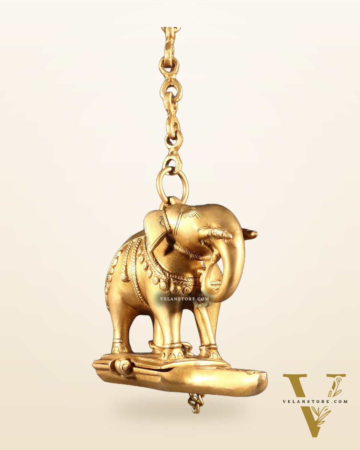 Brass Unique Hanging Elephant Lamp rolled trunk