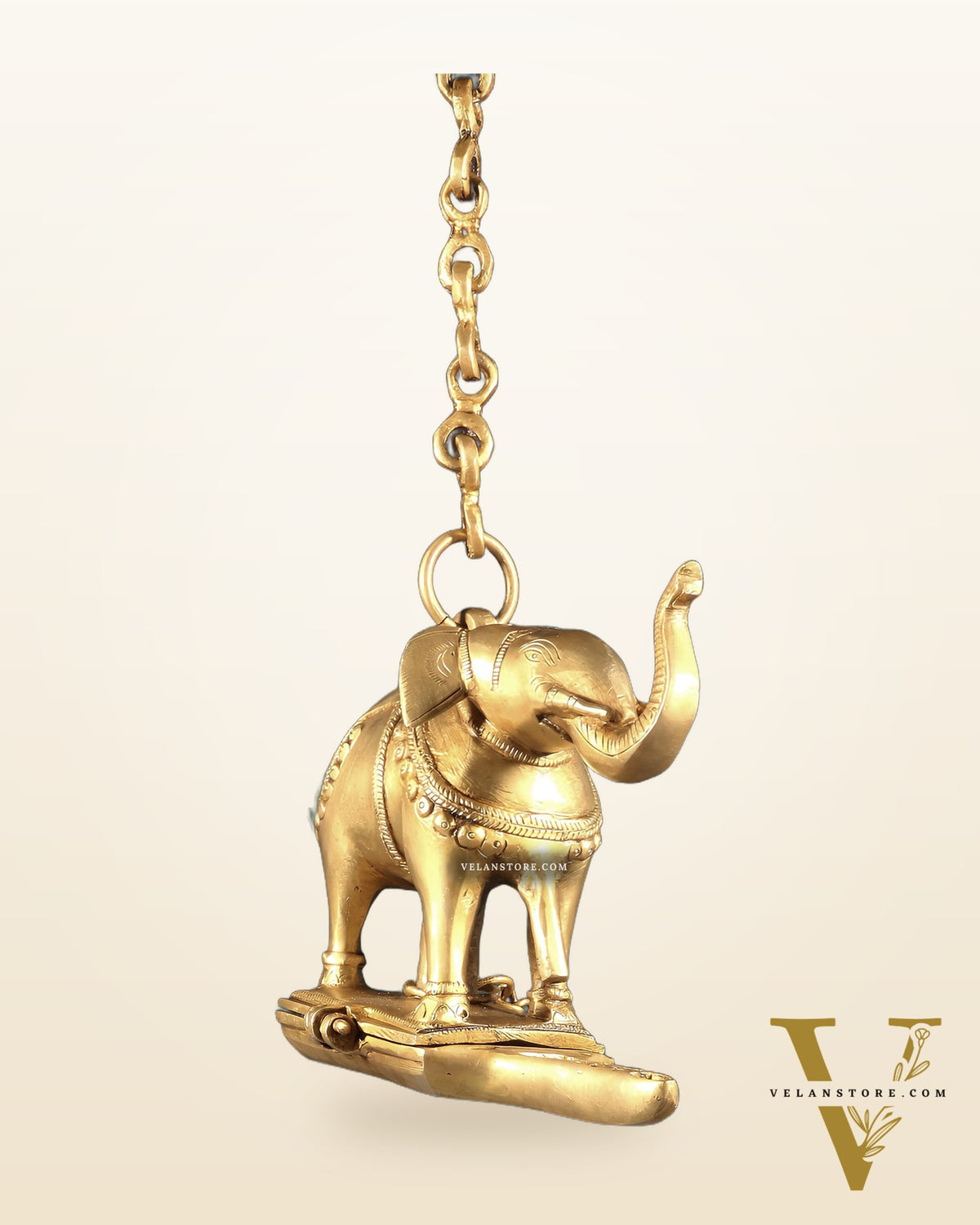 Brass Unique Hanging Elephant Lamp with Trunk Up