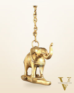 Brass Unique Hanging Elephant Lamp with Trunk Up