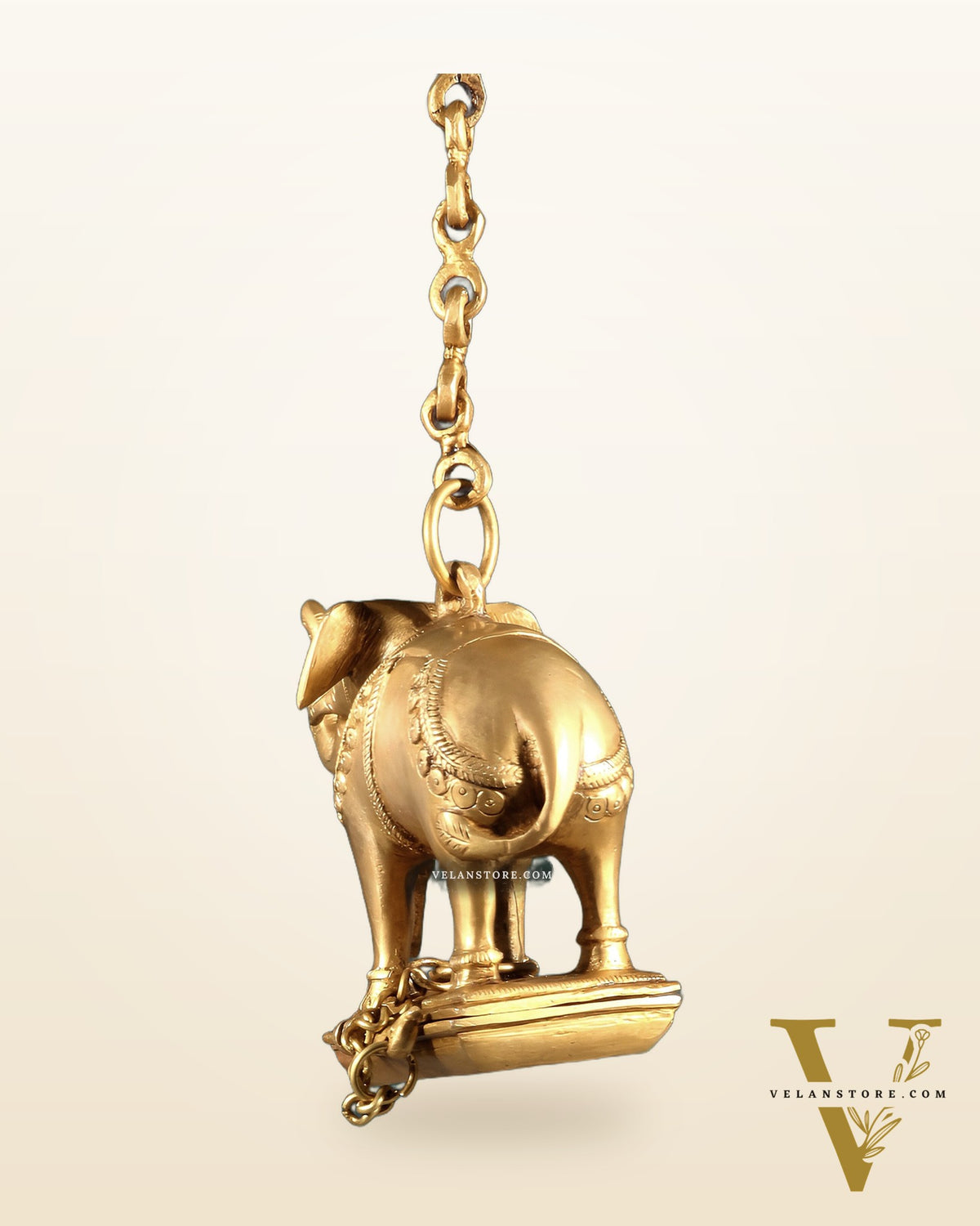 Brass Unique Hanging Elephant Lamp with Trunk Up