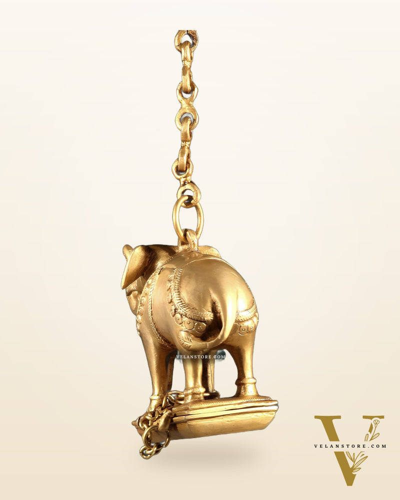 Brass Unique Hanging Elephant Lamp with Trunk Up